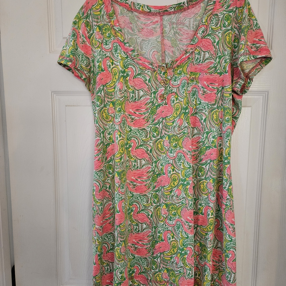 Lilly Pulitzer Pink and Green Flamingo Cover-Up